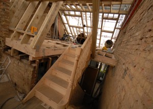 New staircase leading to loft