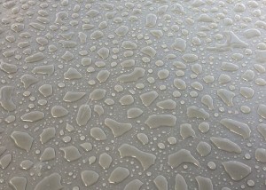 Rain droplets on the GRP roof