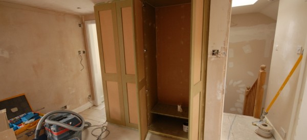 The bespoke MDF shaker style cupboards