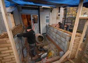 Building the walls (using 'new' bricks as opposed to reclaimed)