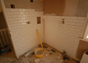 Tiling the walk-in shower area