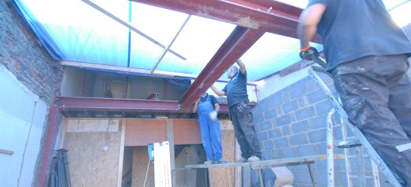 Installing the steels, ready to start building the new bedroom above